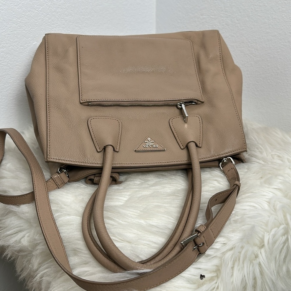 💯Authentic Prada Beige Leather Two-way  Bag🍀 - Picture 12 of 16